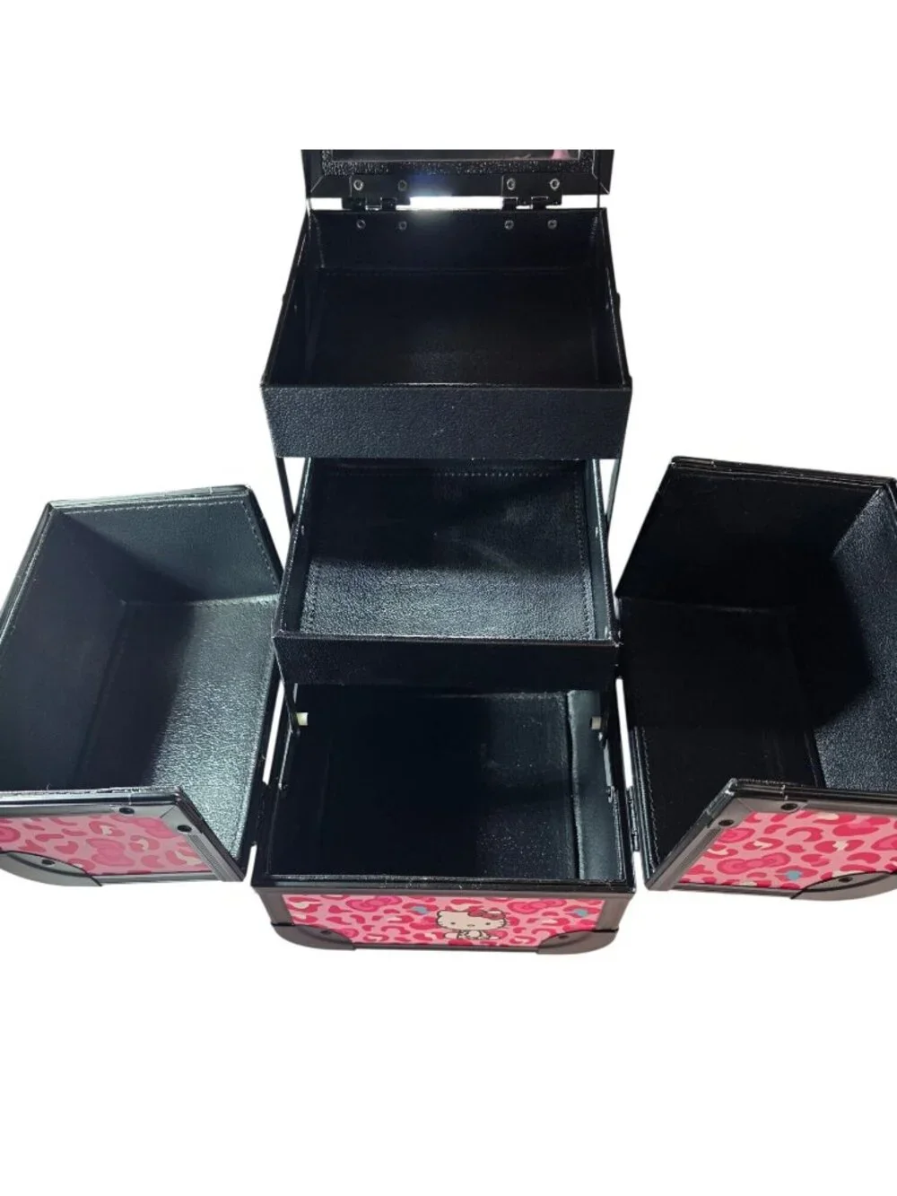 Hello Kitty Makeup Travel Case Impressions Vanity Co. Pink Leopard NWT